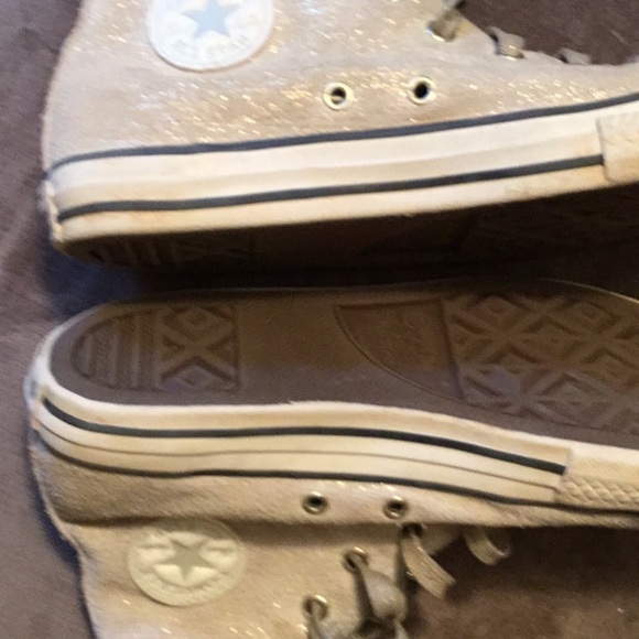 CONVERSE ALL STARS WOMEN’S SIZE SIZE 4. SPARKLY TAN - Picture 7 of 9